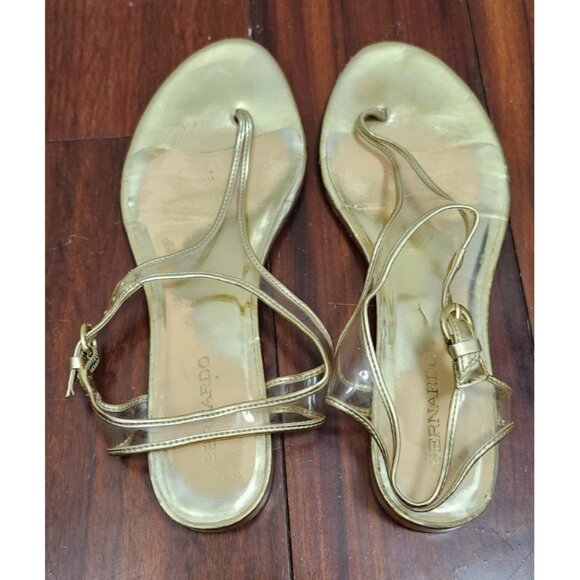 Bernardo Women’s Parker Gold Leather Thong Sandals Flat Strappy Minimalist 9.5 M - Picture 7 of 13